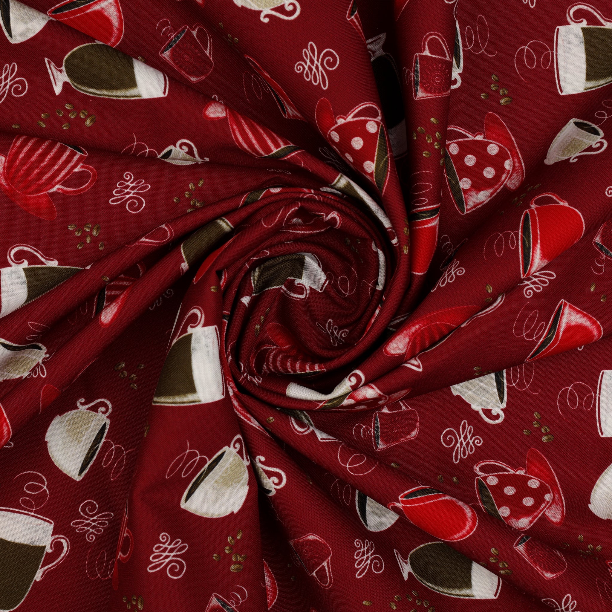Perfect Brew Fabric Collection - Perfect Brew Cups Deep Red - Image 2