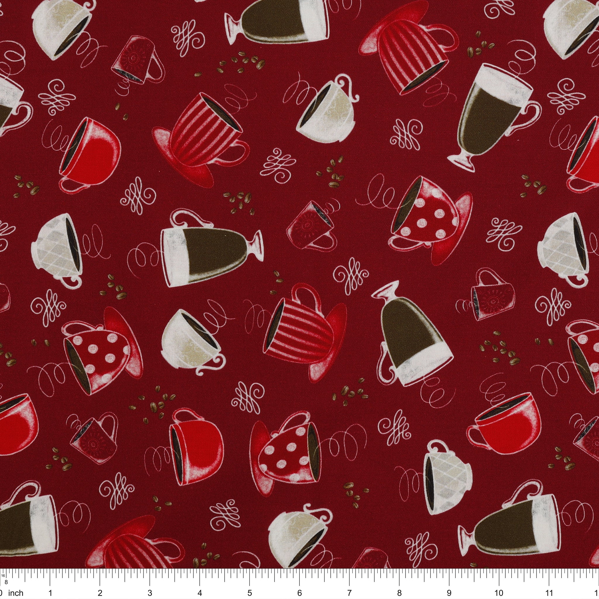 Perfect Brew Fabric Collection - Perfect Brew Cups Deep Red - Image 3