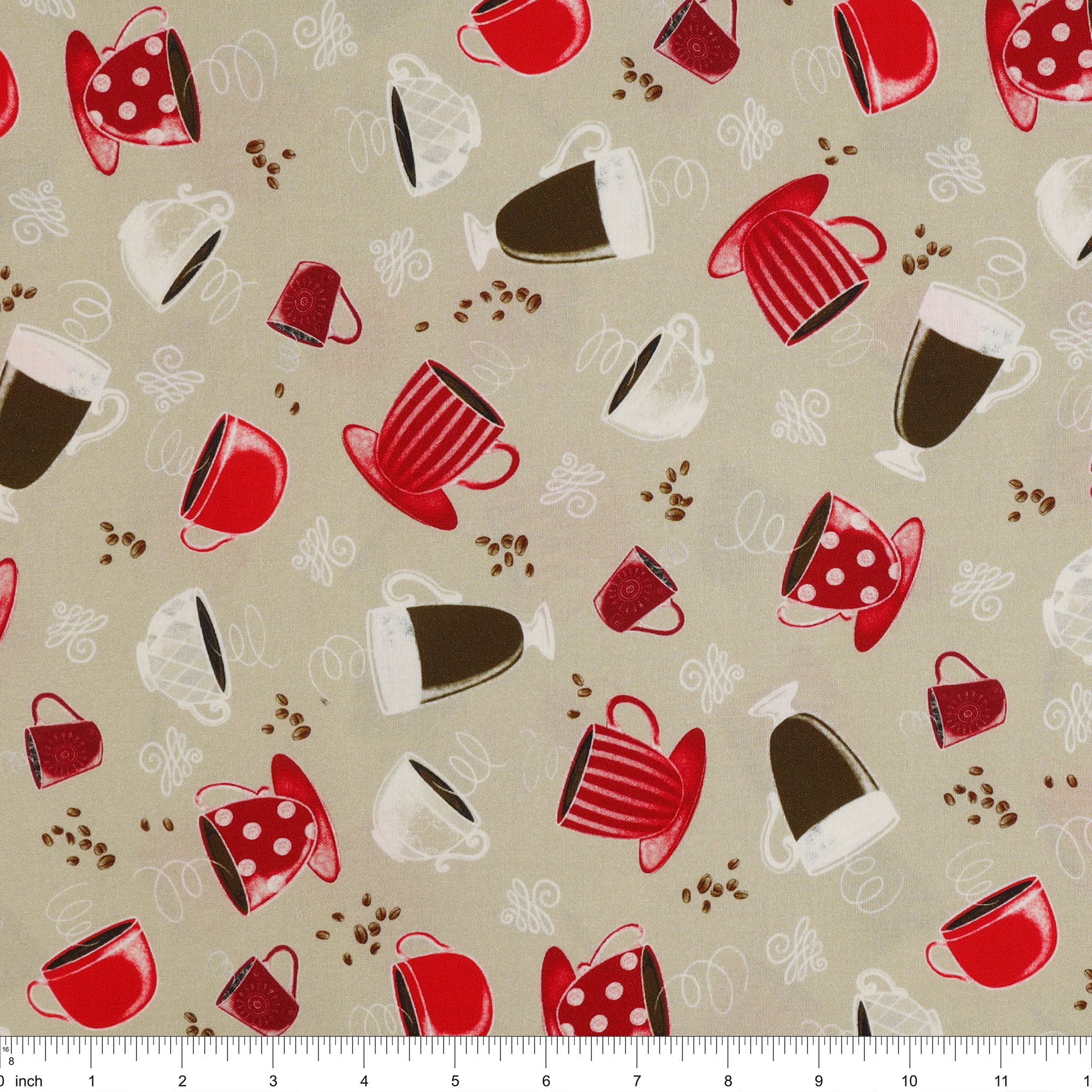 Perfect Brew Fabric Collection - Perfect Brew Cups Ecru - Image 3