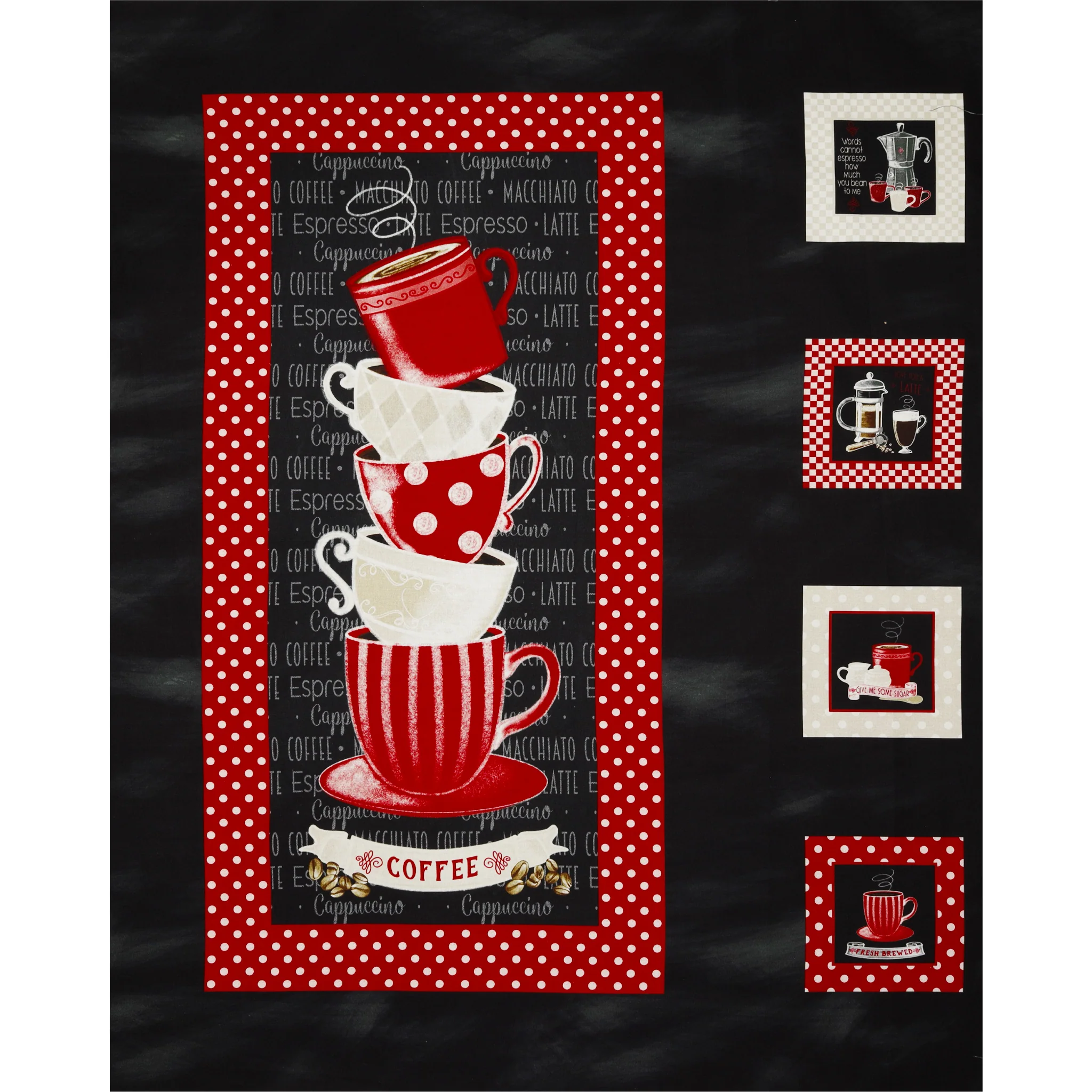 Perfect Brew Fabric Collection - Perfect Brew Panel Black