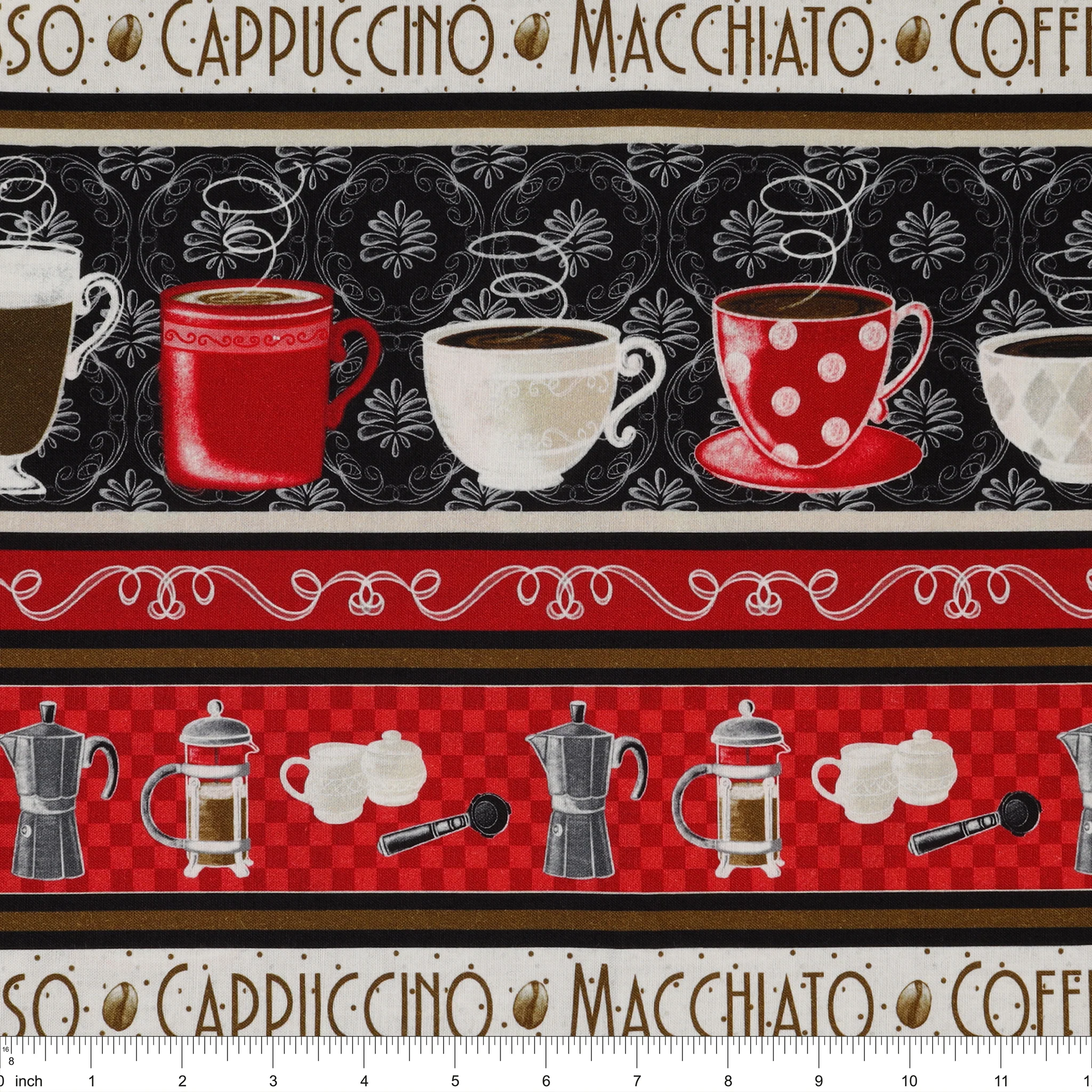 Perfect Brew Fabric Collection - Perfect Brew Stripe Black/Red - Image 3
