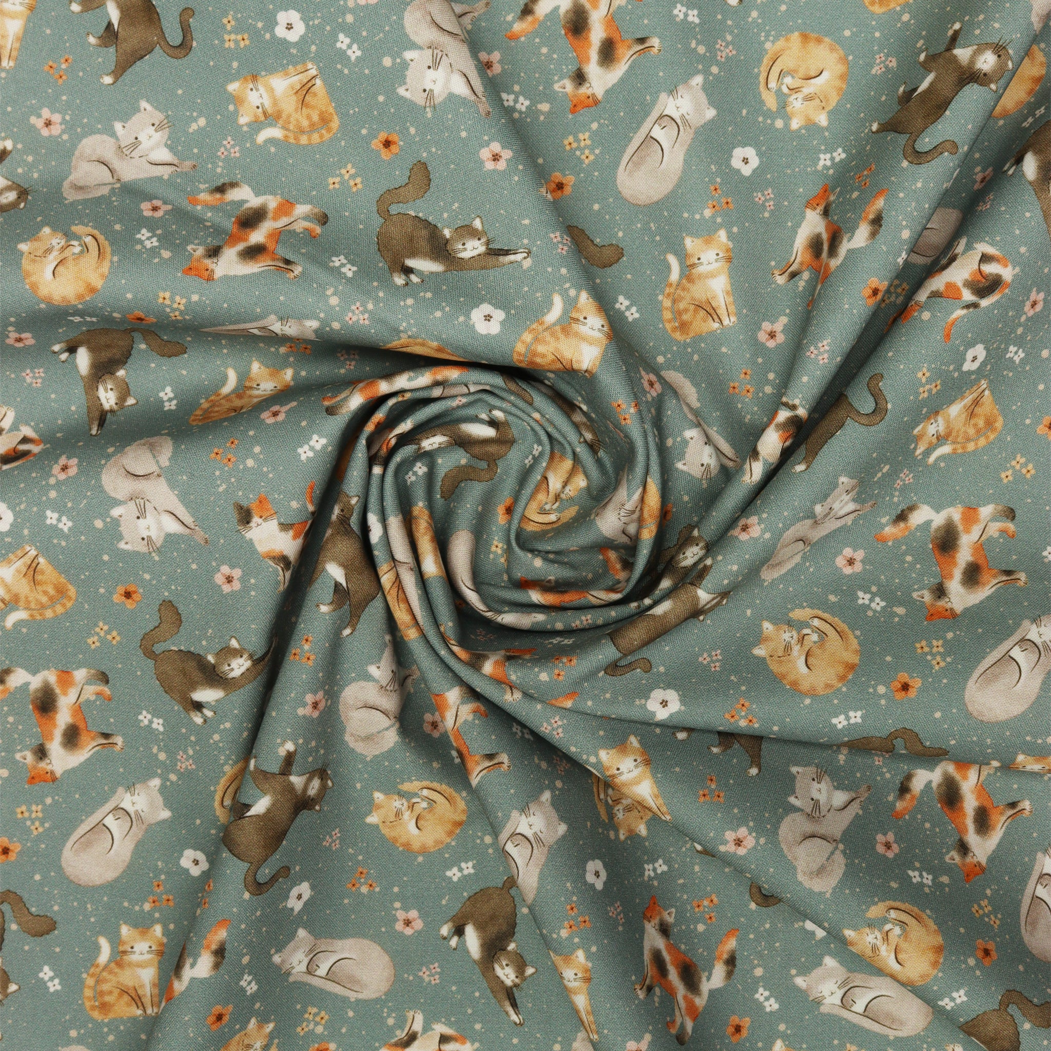 Petal & Purr Fabric Collection - Feline Friends, Sage - Image 2