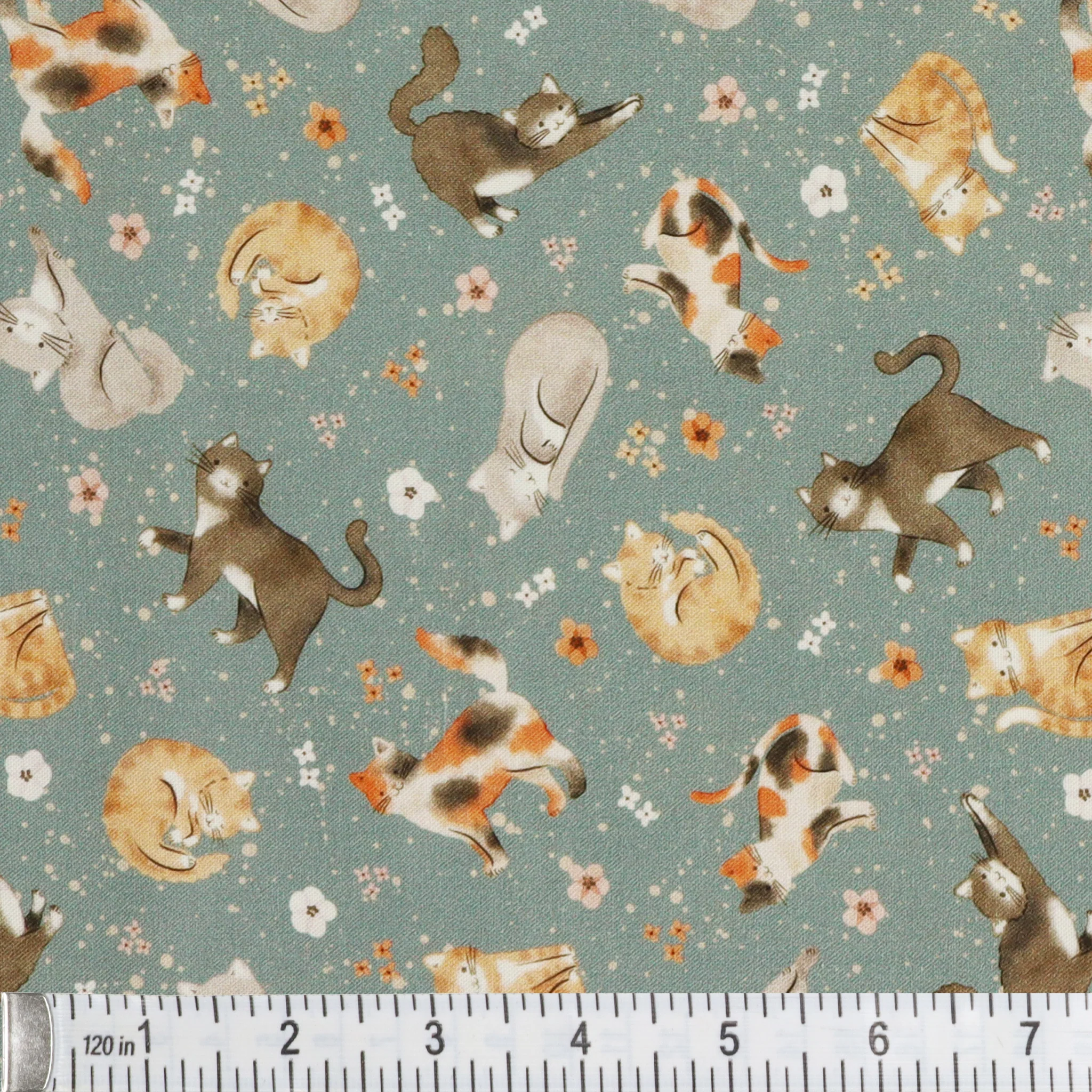 Petal & Purr Fabric Collection - Feline Friends, Sage - Image 3
