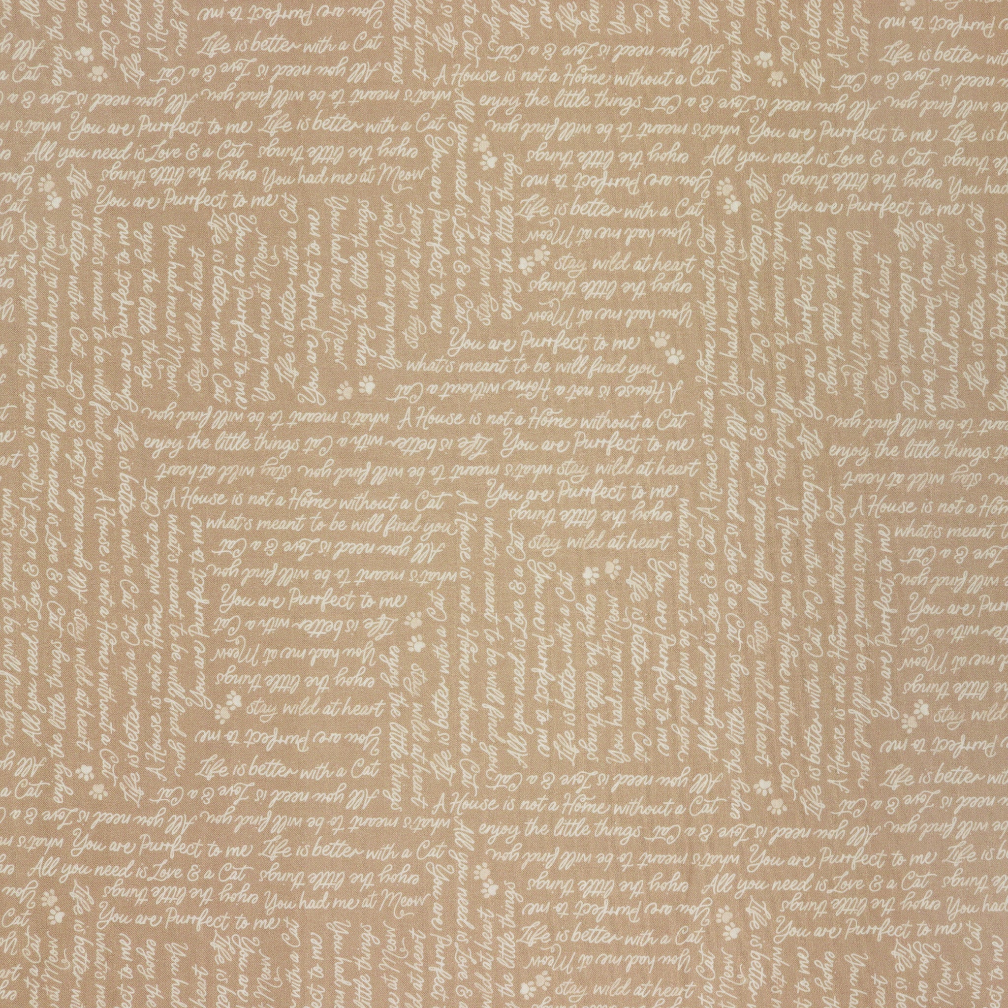 Petal & Purr Fabric Collection - You had me at Meow, Taupe
