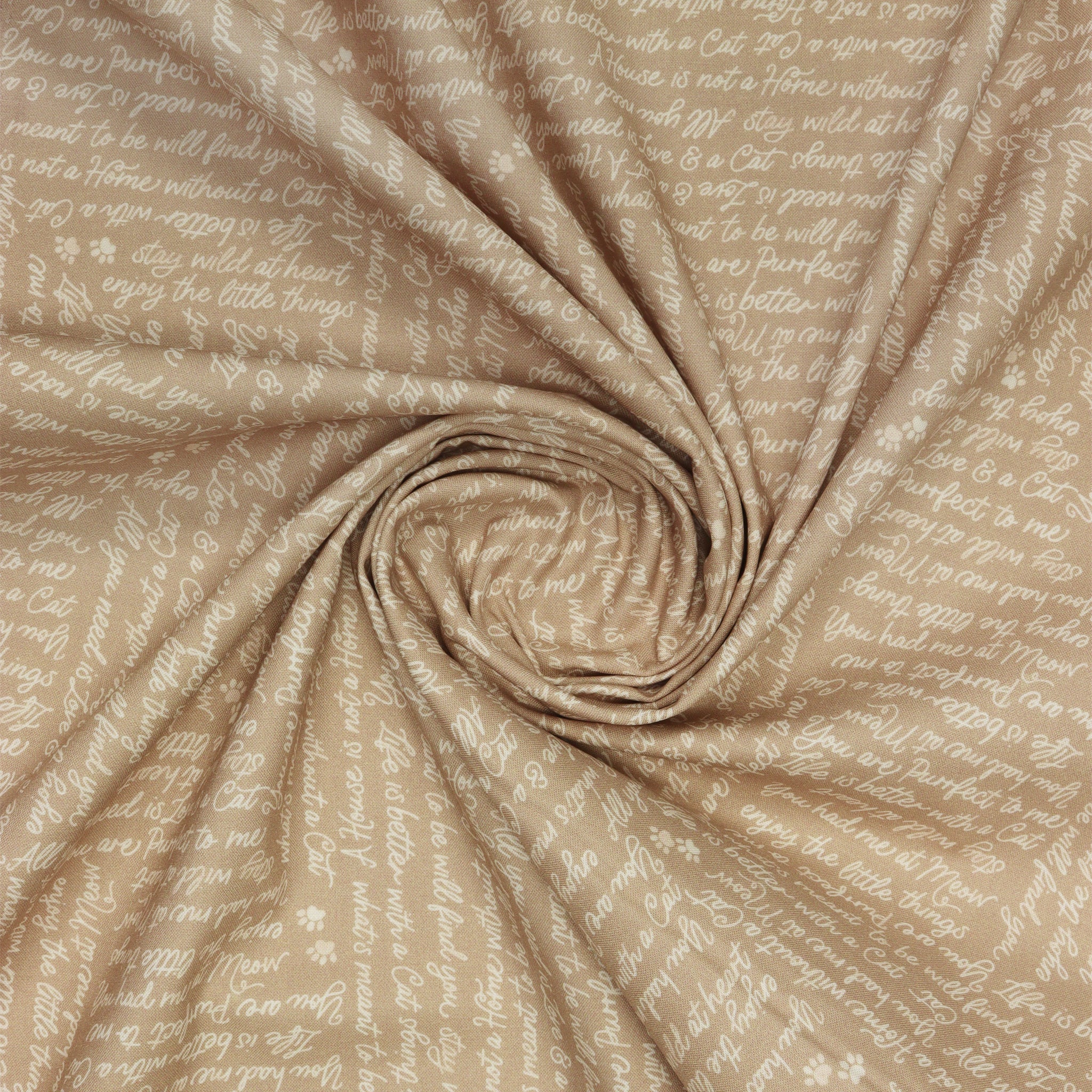 Petal & Purr Fabric Collection - You had me at Meow, Taupe - Image 2