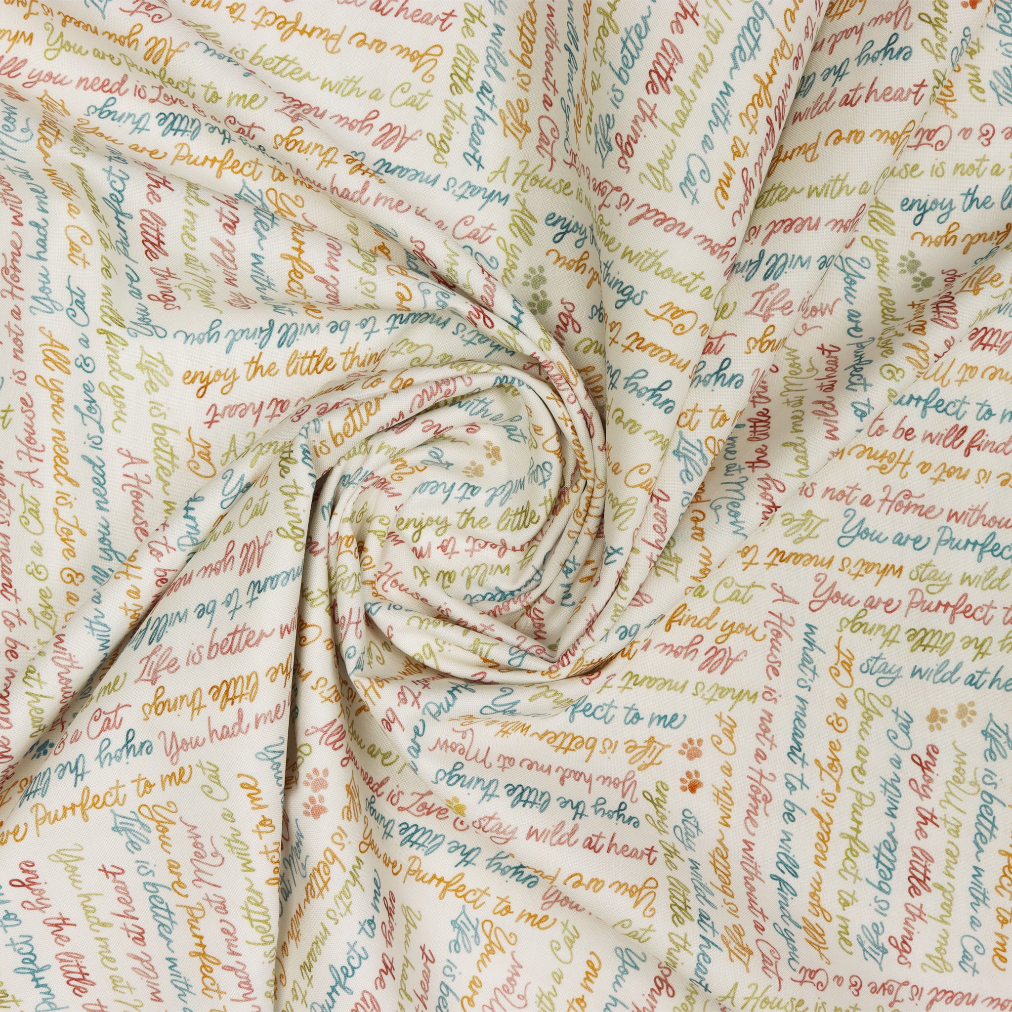 Petal & Purr Fabric Collection - You had me at Meow, White - Image 2