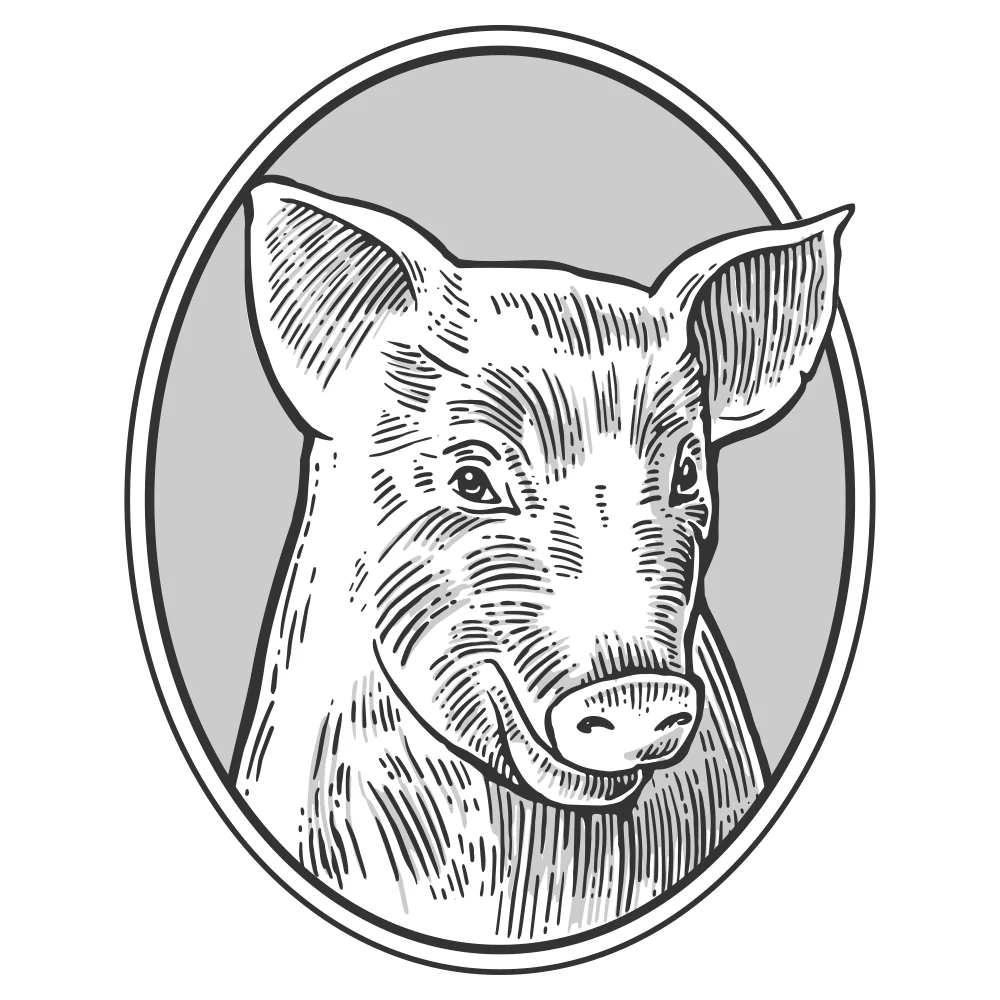 Pig Head Icon Fabric Panel