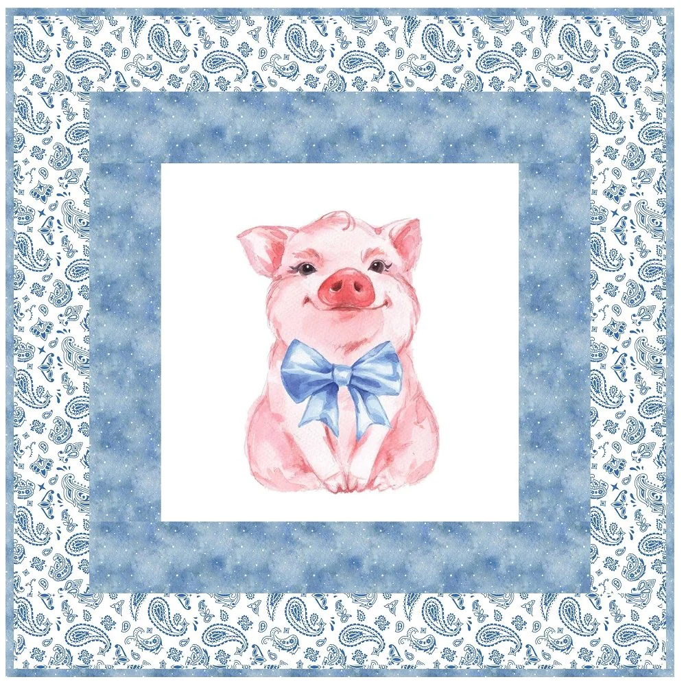 Pig With Bow Wall Hanging 42" x 42"