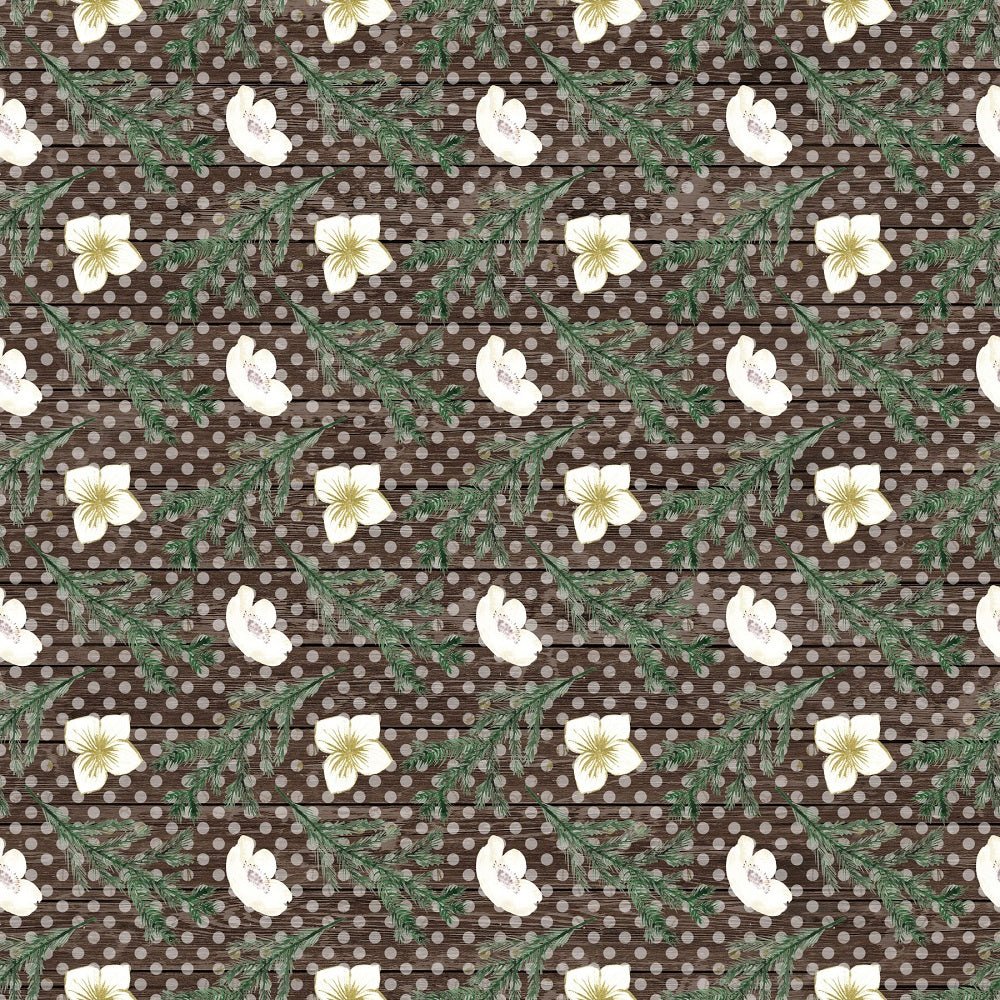 Pine Branches Wood Planks Fabric