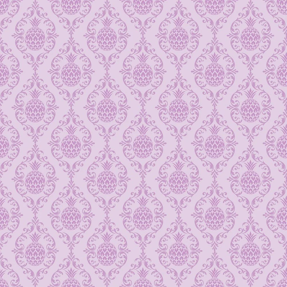 Pineapple Damask Fabric - Purple