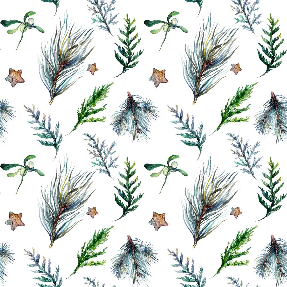 Pines & Stars Allover Fabric - White