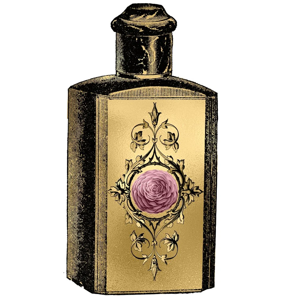 Pink and Gold Steampunk Bottle Fabric Panel