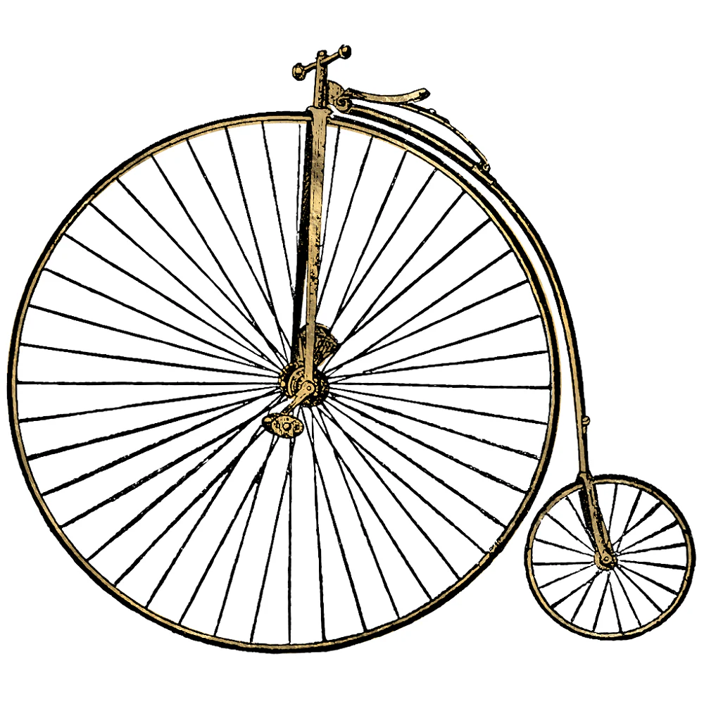 Pink and Gold Steampunk Penny Farthing Fabric Panel