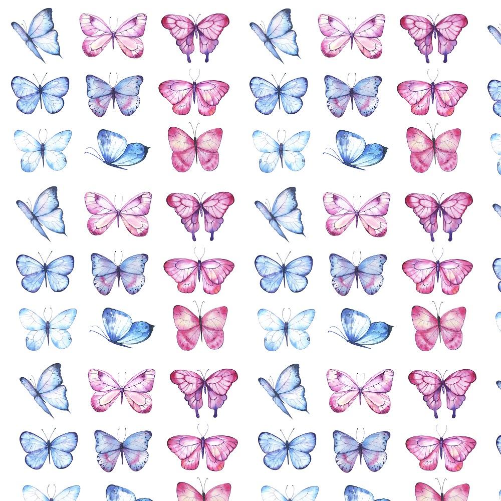 Pink & Blue Butterflies Allover Fabric