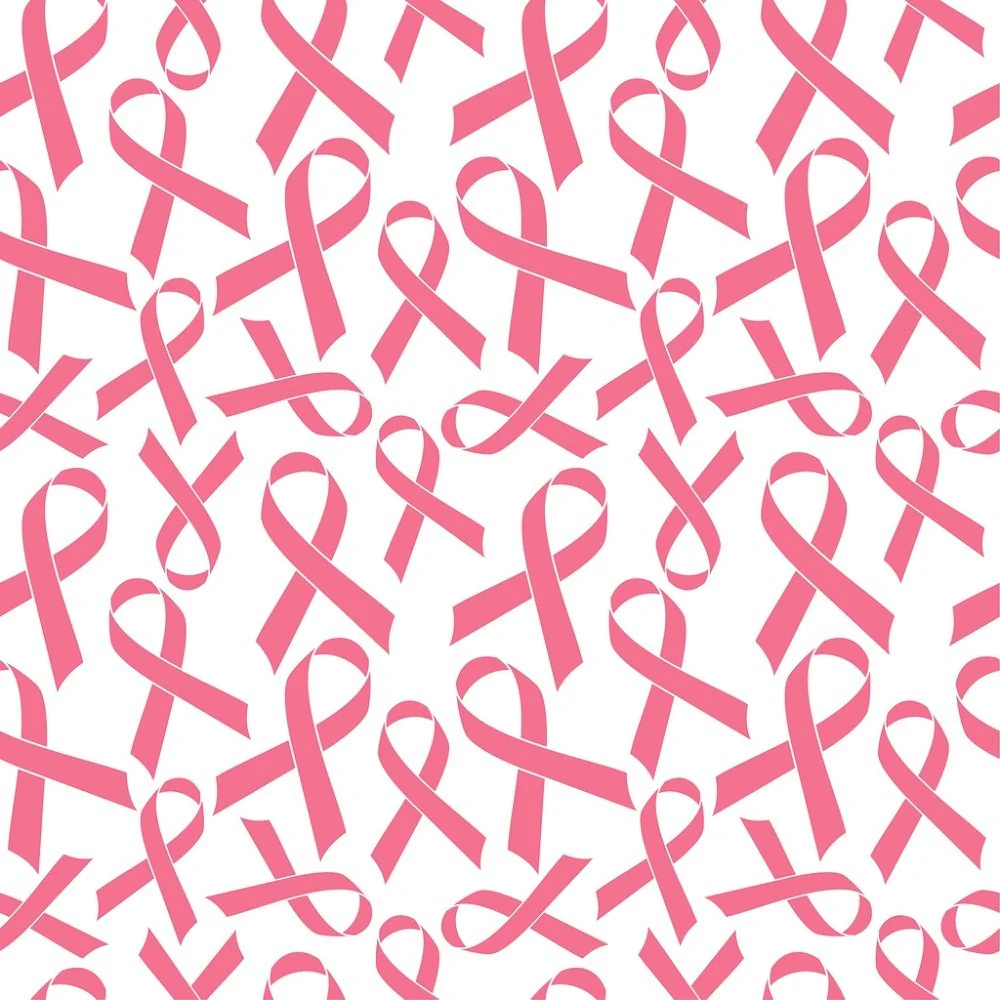Pink Cancer Ribbons Fabric