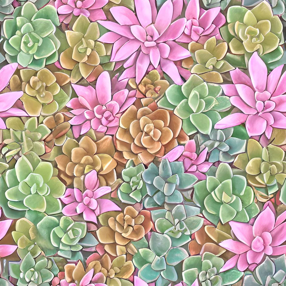 Pink & Gold Packed Succulents Fabric