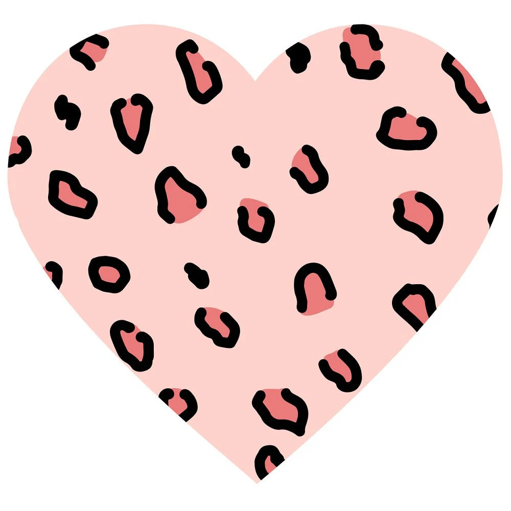 Pink Leopard Print Heart Fabric Panel