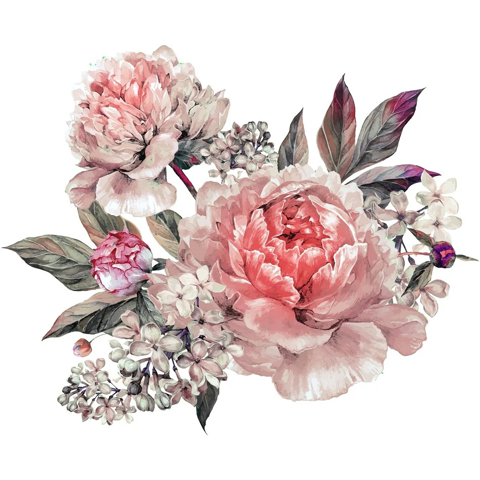 Pink Peonies & Lilac Bouquet Fabric Panel