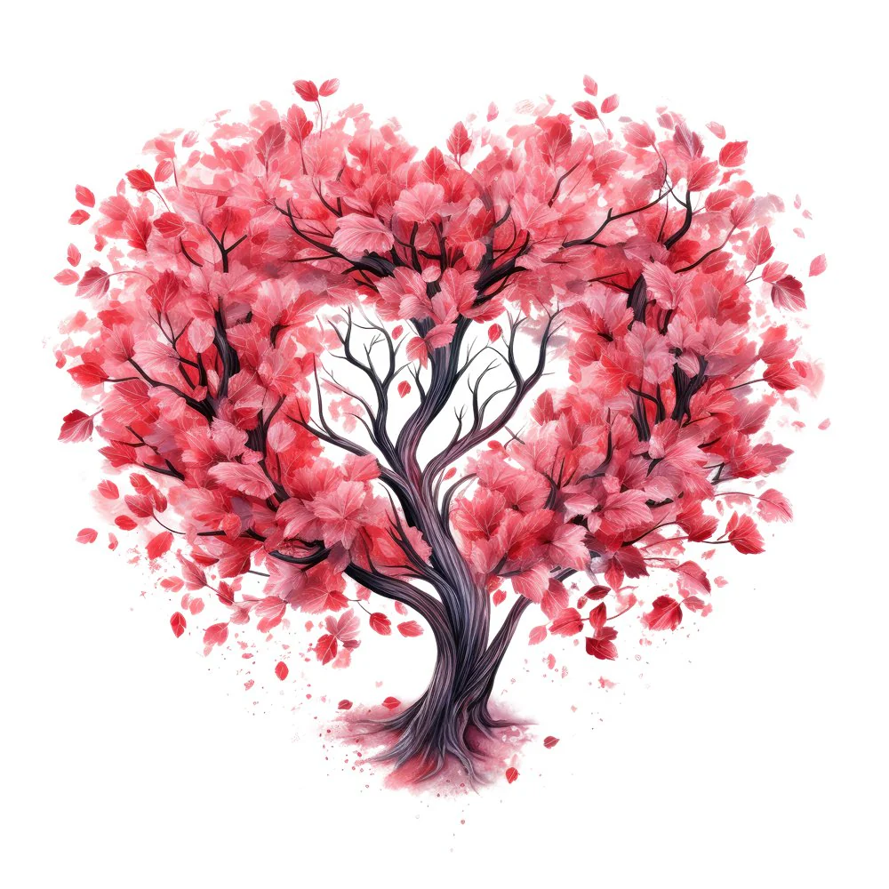 Pink Valentine Heart Tree #13 Fabric Panel