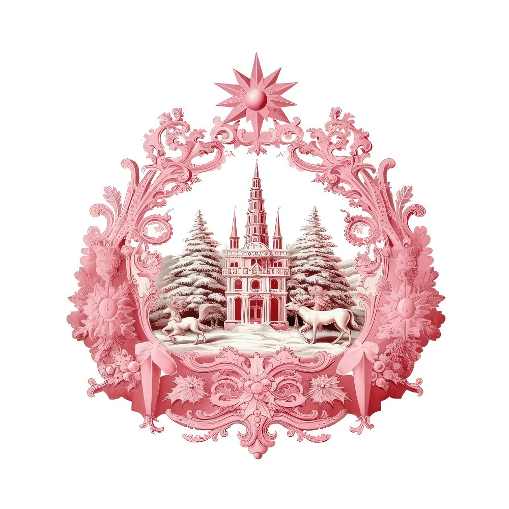Pink Vintage Mansion Fabric Panel
