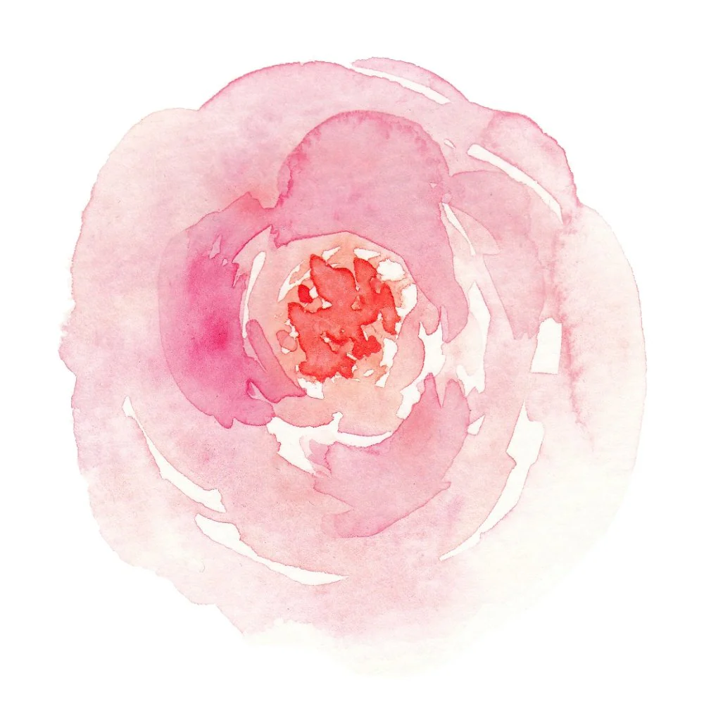 Pink Watercolor Marigold Wild Flower Fabric Panel