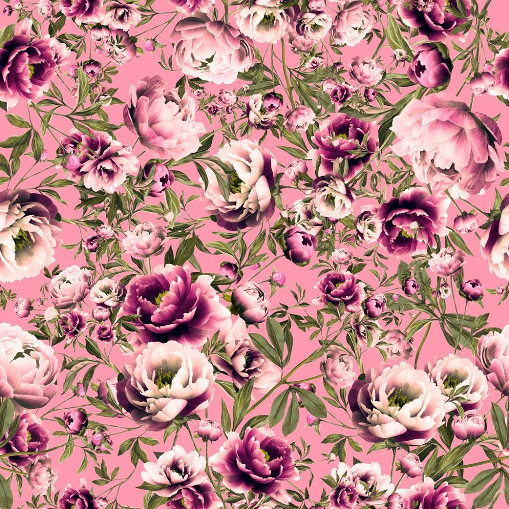 Pink & White Rose Peonies Fabric