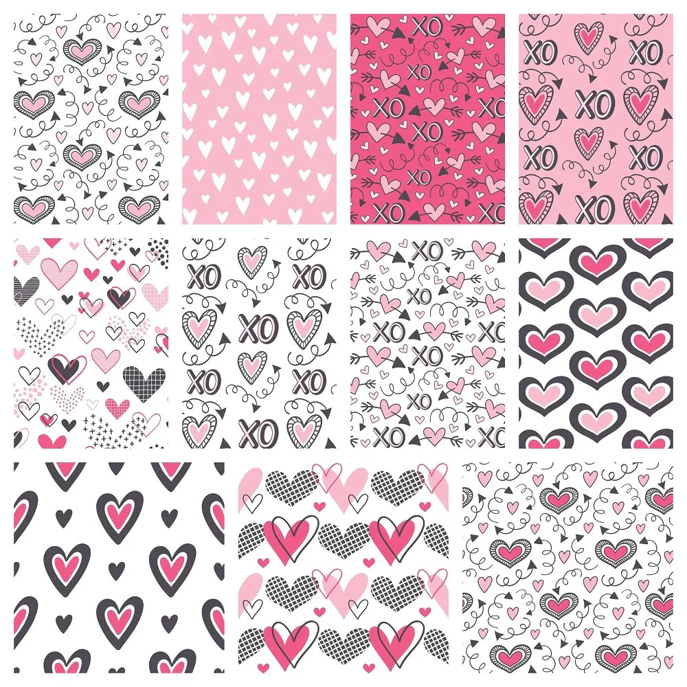 Pink XOXO Hearts Charm Pack - 11 Pieces