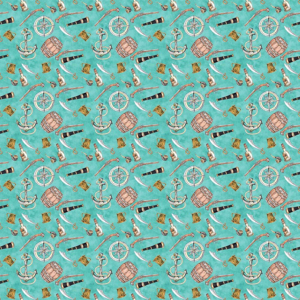 Pirate Adventure Compass Fabric - Green