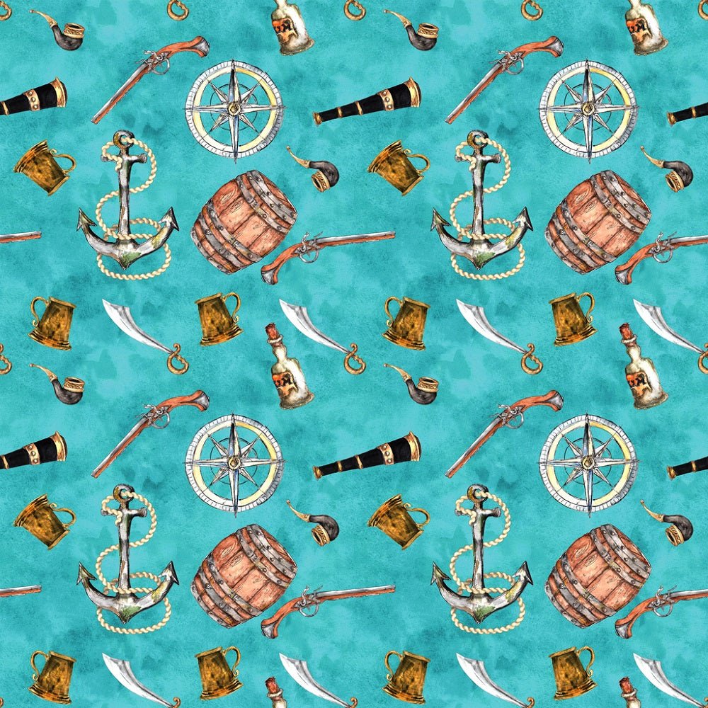 Pirate Adventure Pirate Tools Fabric - Blue