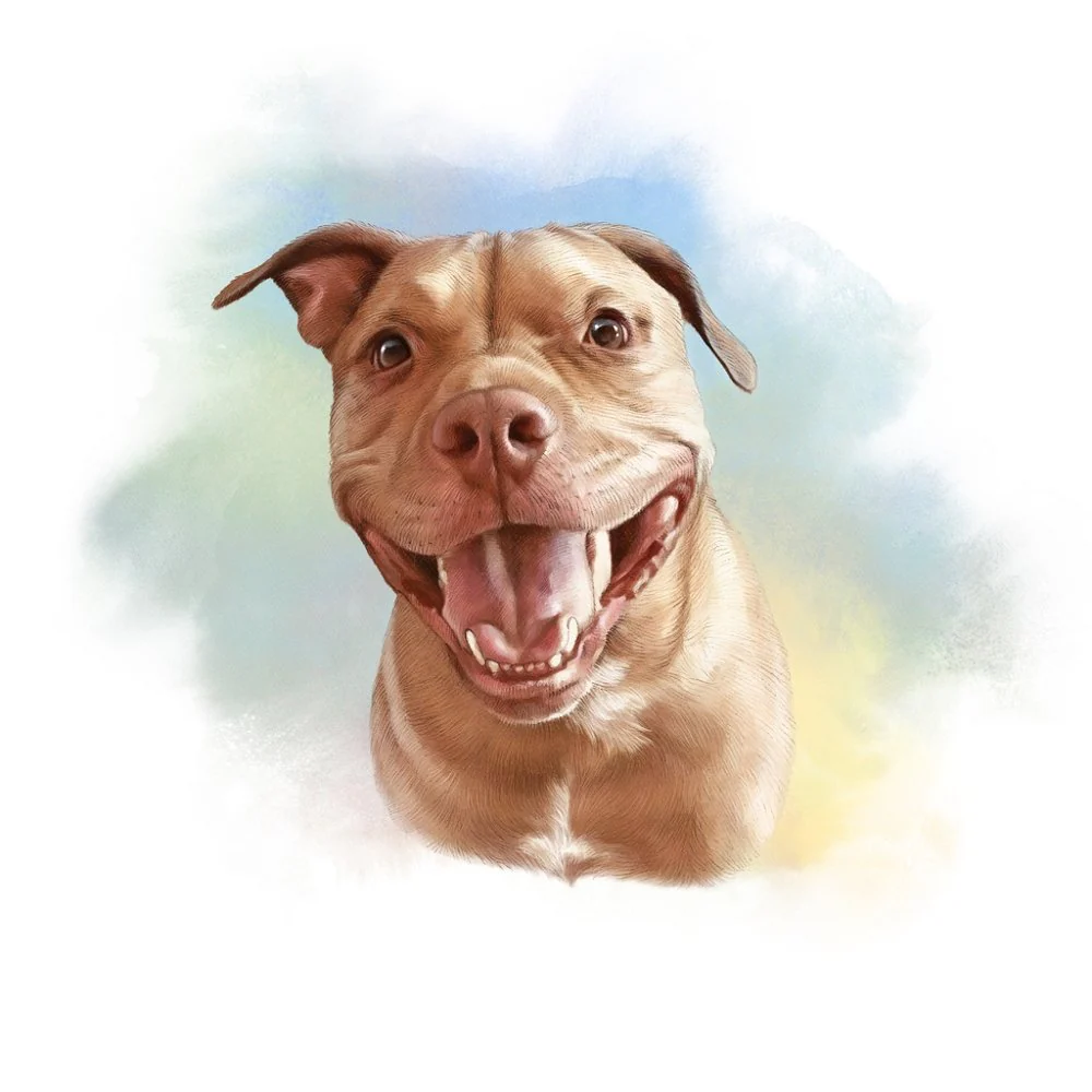 Pit Bull Terrier Portrait Fabric Panel - Multi