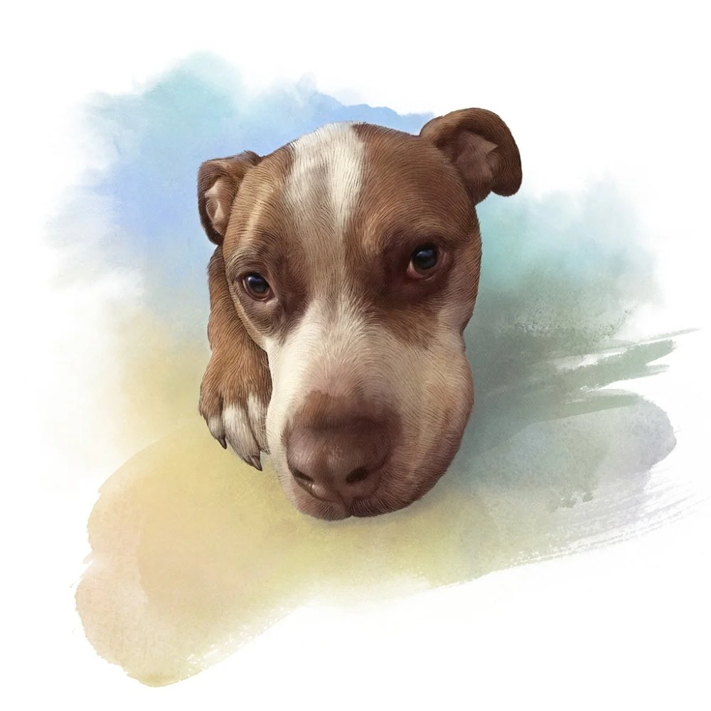 Pit Bull Terrier Puppy Portrait Fabric Panel