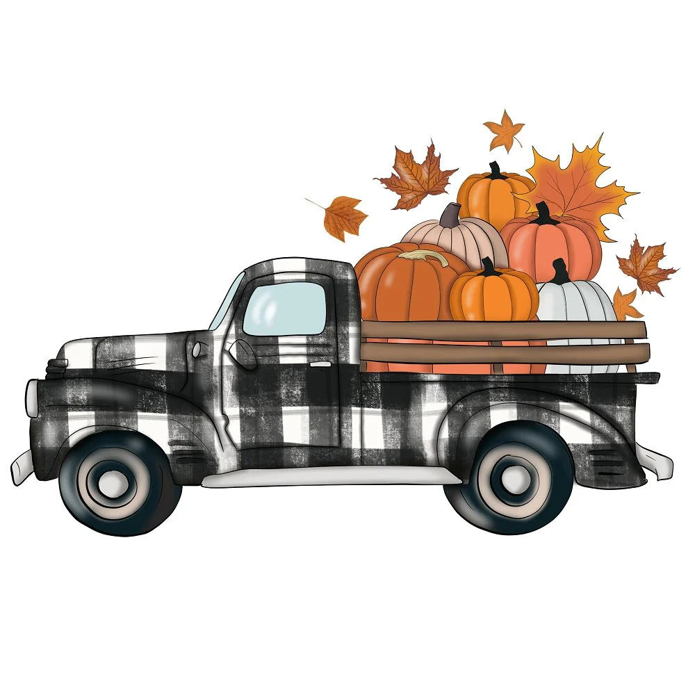 Plaid Vintage Truck Fabric Panel - Black