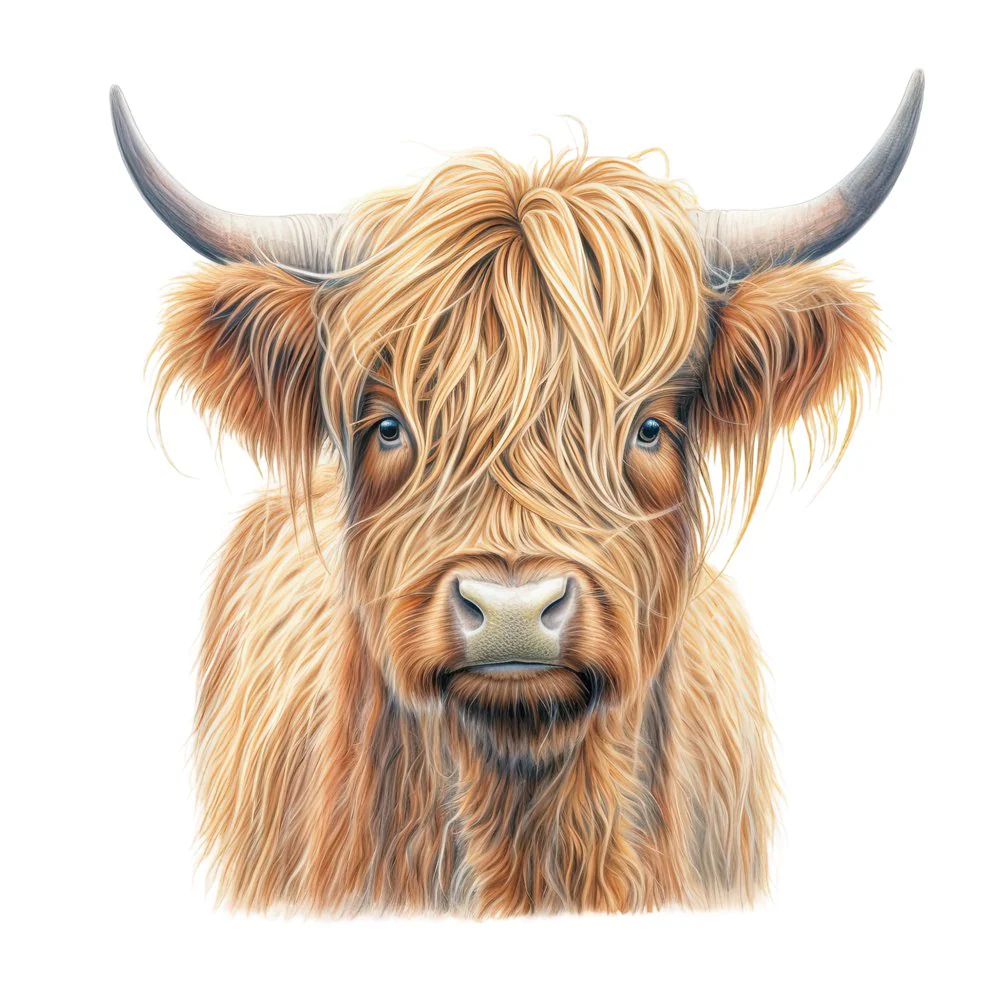 Plain Highland Cow #1 Fabric Panel