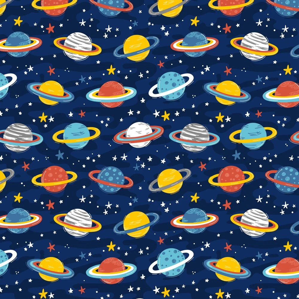Planets & Stars Fabric - Blue