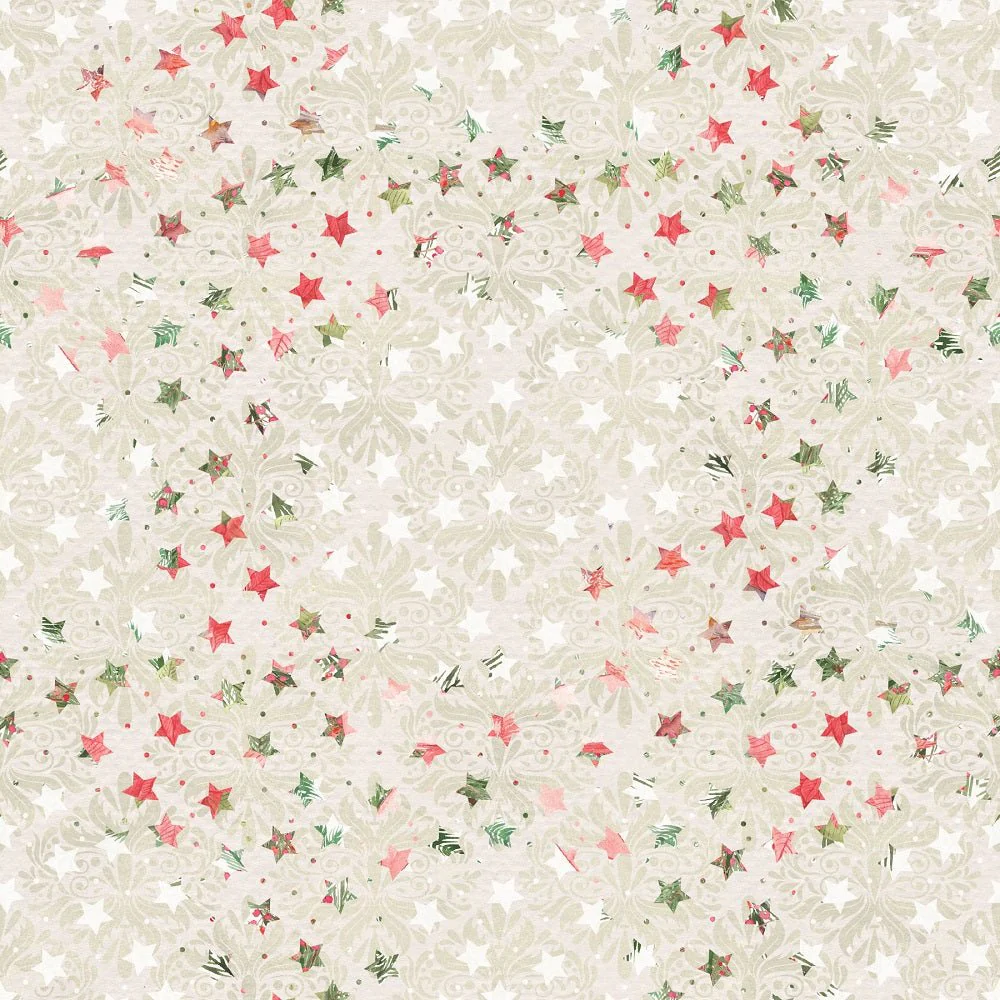 Poinsettia Grunge Stars Fabric - Multi