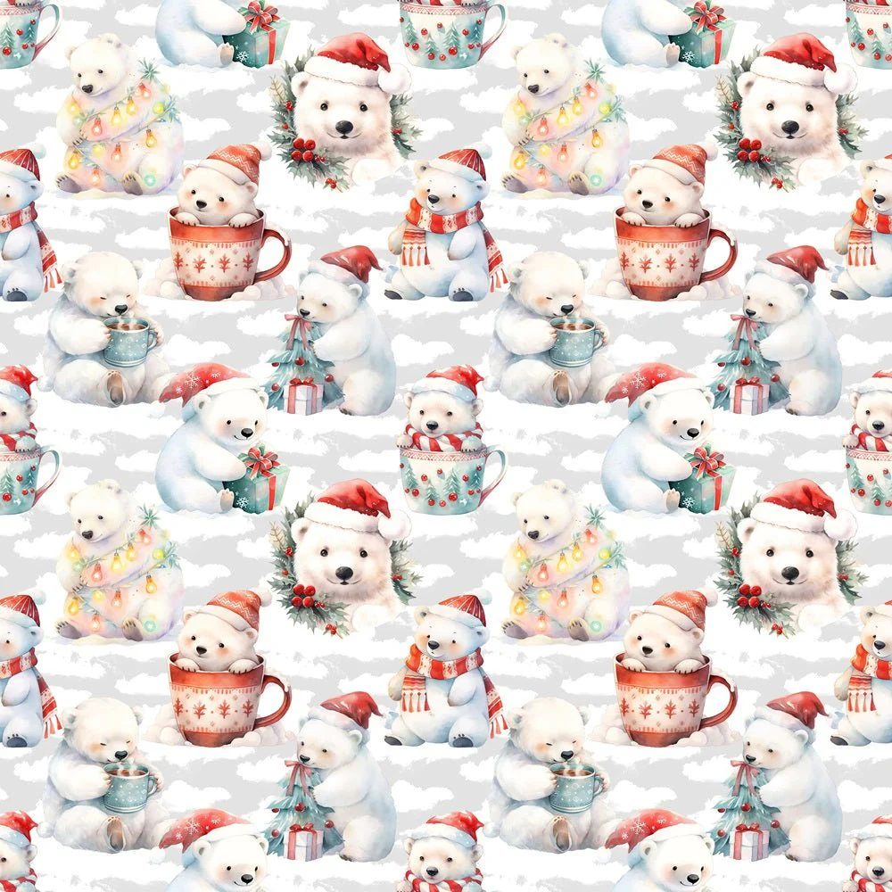 Polar Bears In Winter Fabric
