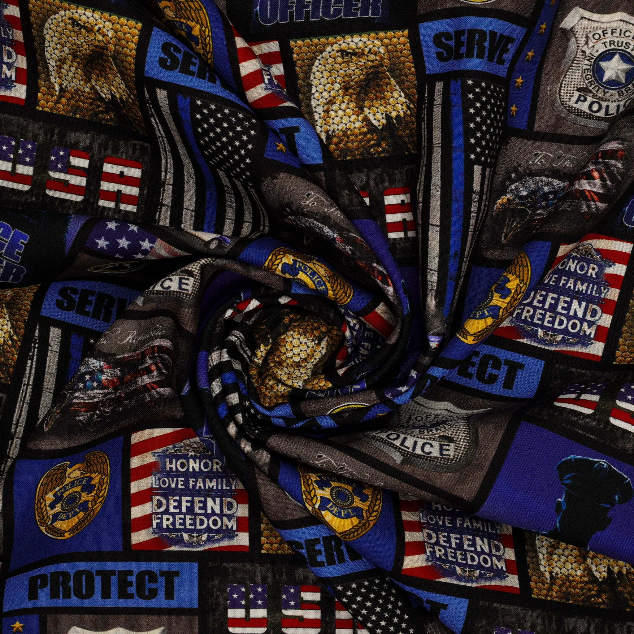 Police Department Camo Flag Block Fabric - Image 2