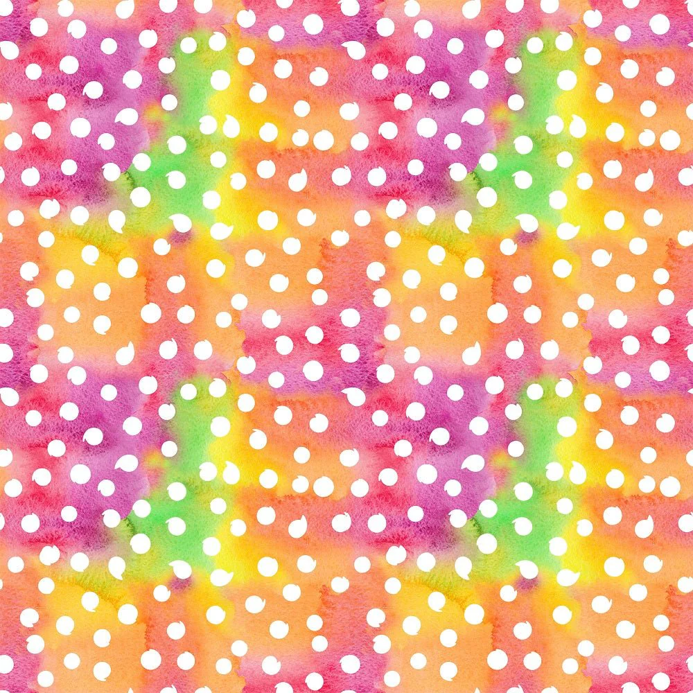 Polka Dots on Colorful Grunge Fabric