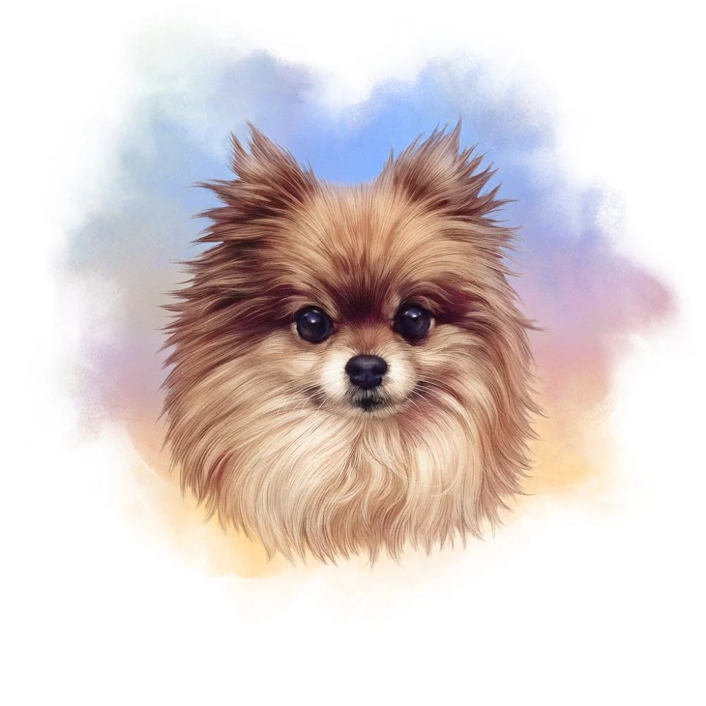 Pomeranian Portrait Fabric Panel - Multi