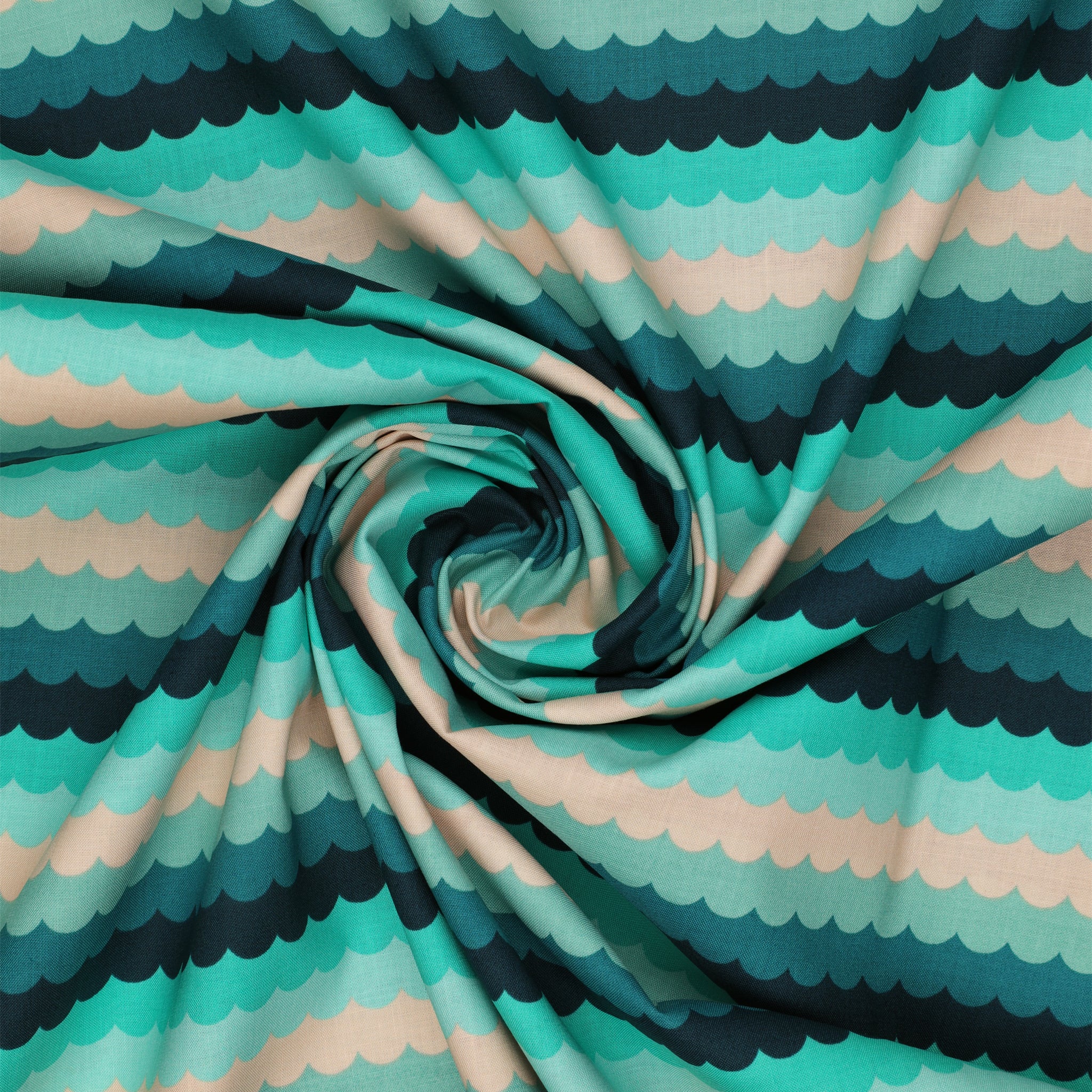 Poolside Too Fabric Collection - Umbrella Scallops Peacock - Image 2