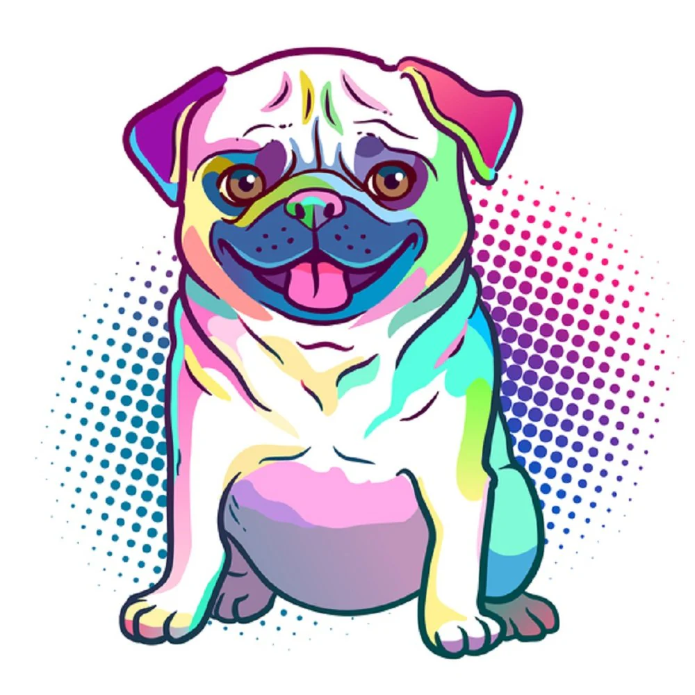 Pop Art Pug Fabric Panel - Multi