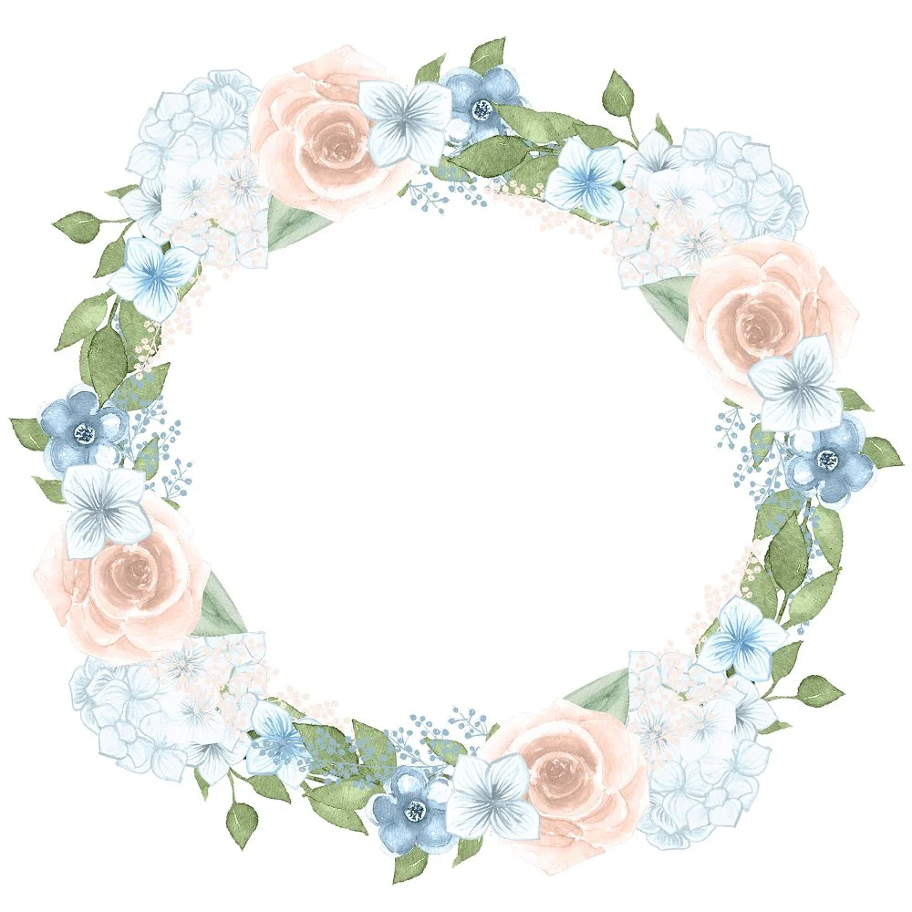 Powder Blue Wreath Fabric Panel