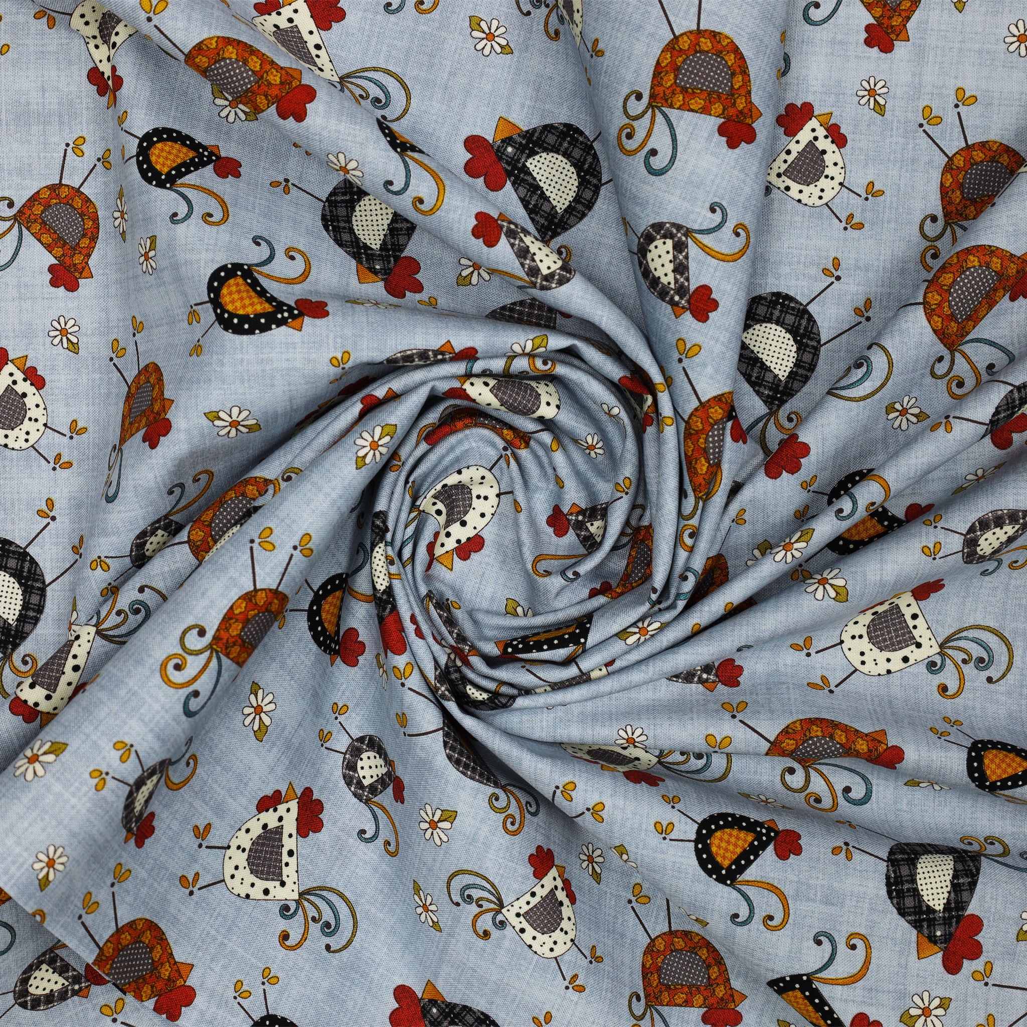 Prairie Chicks Fabric Collection - Chicken Dance Blue - Image 2