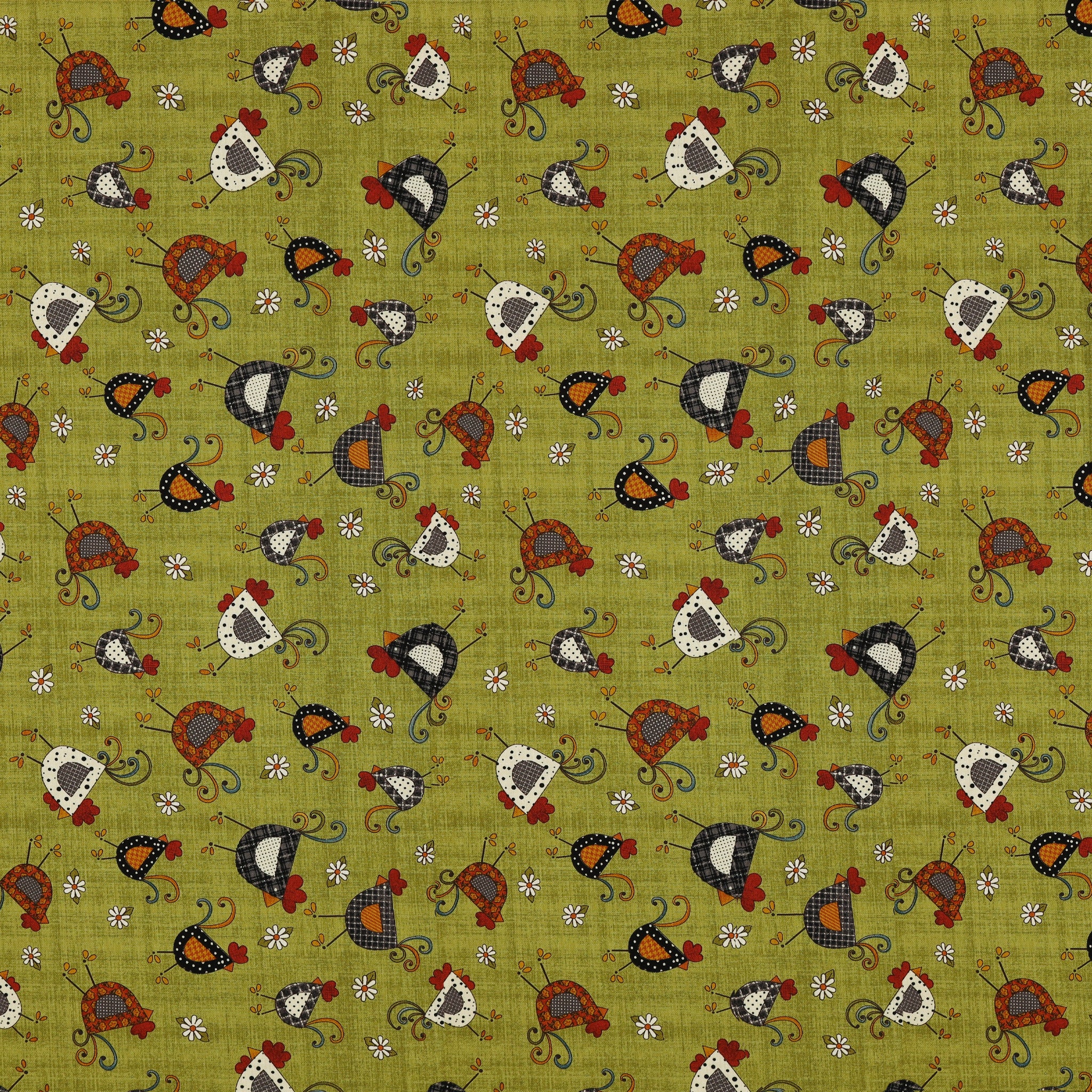 Prairie Chicks Fabric Collection - Chicken Dance Green
