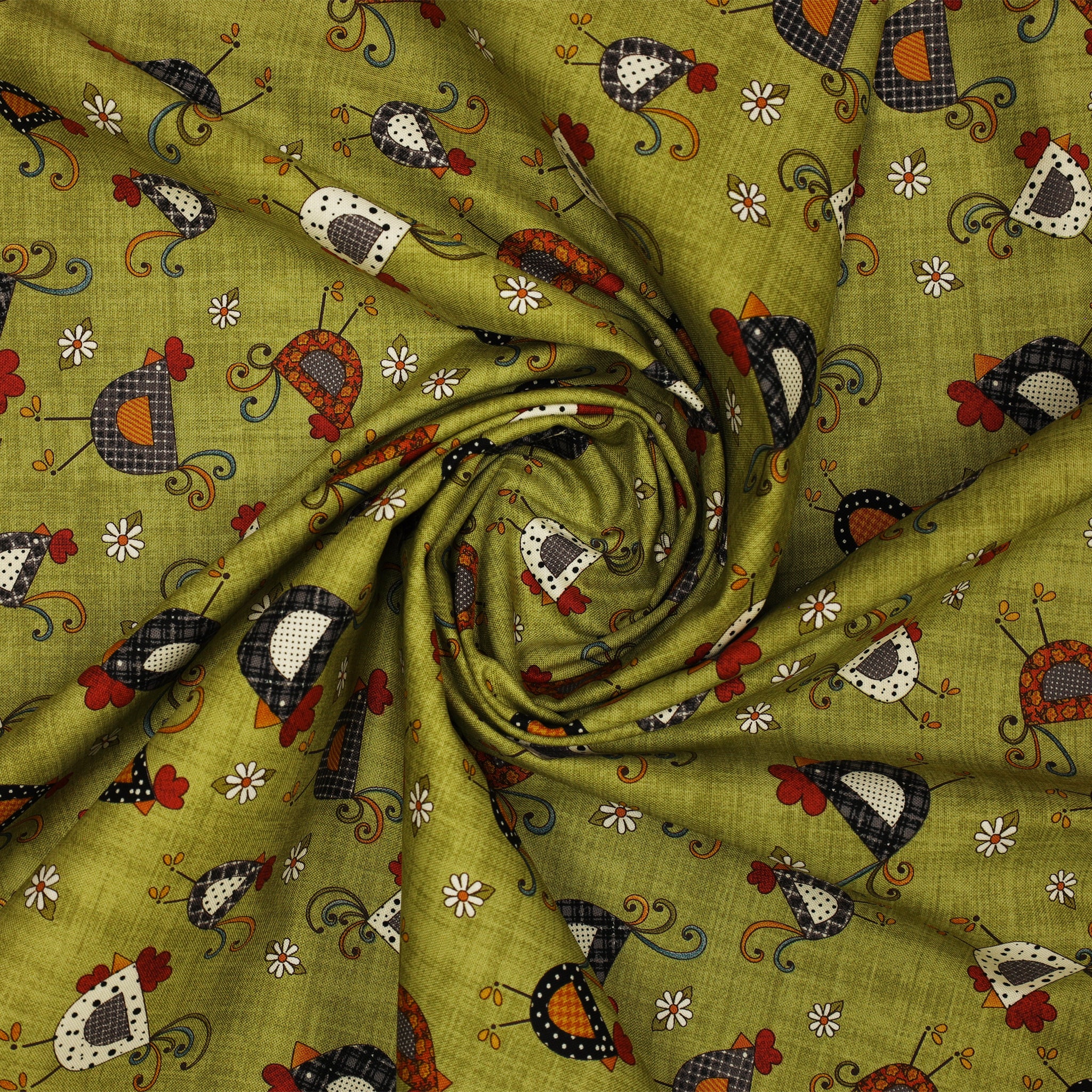 Prairie Chicks Fabric Collection - Chicken Dance Green - Image 2