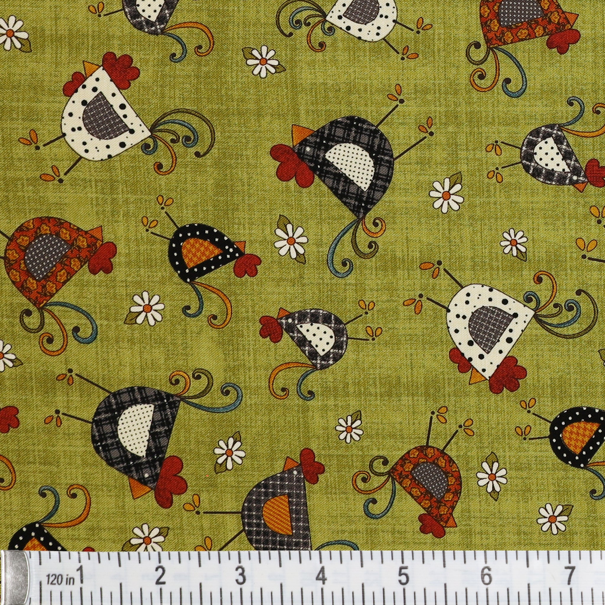 Prairie Chicks Fabric Collection - Chicken Dance Green - Image 3