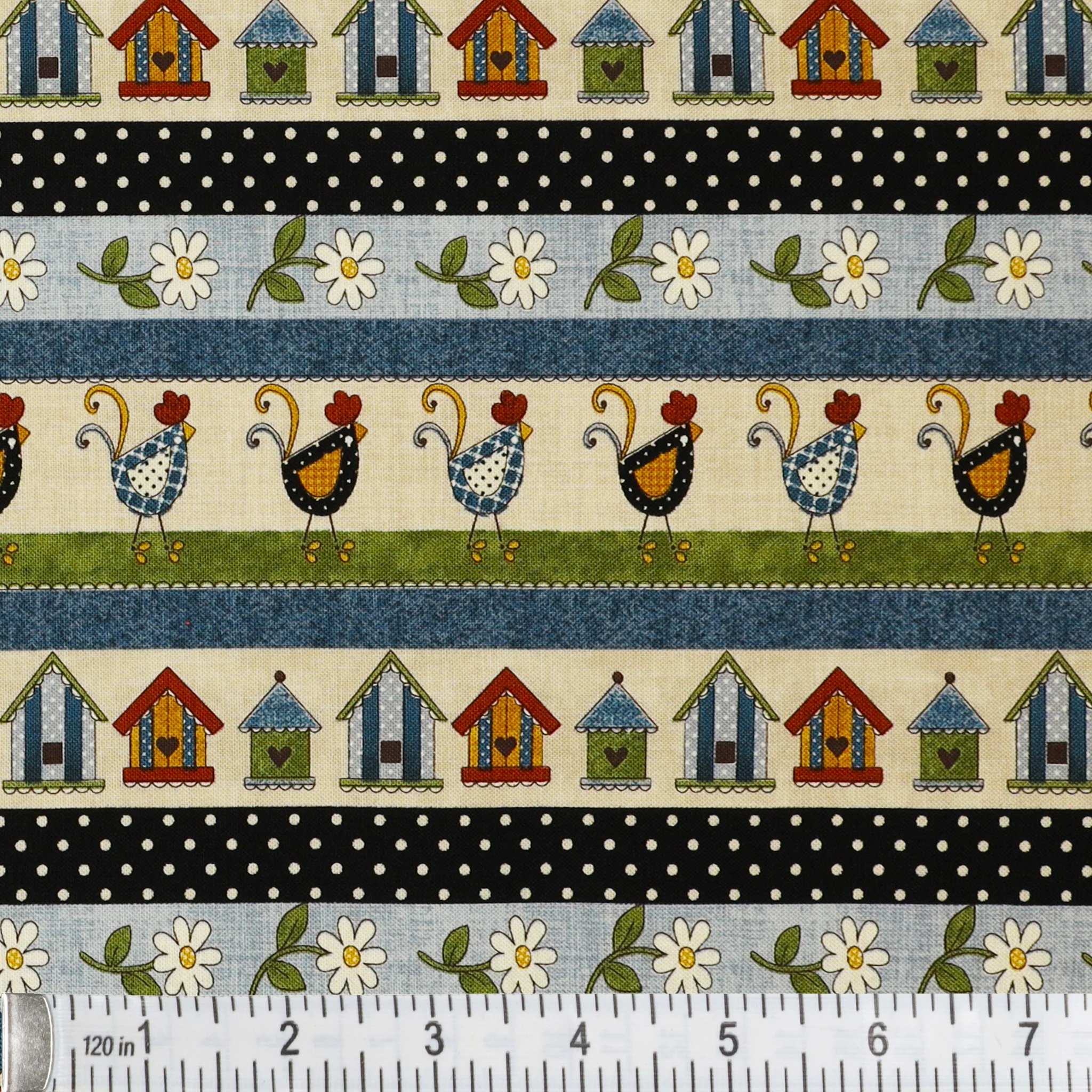 Prairie Chicks Fabric Collection - Stripe Blue/Multi - Image 3