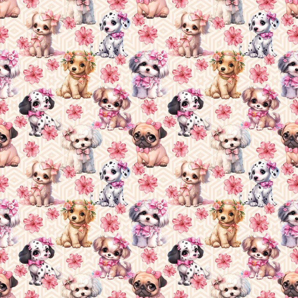 Pretty In Pink Puppy Fabric
