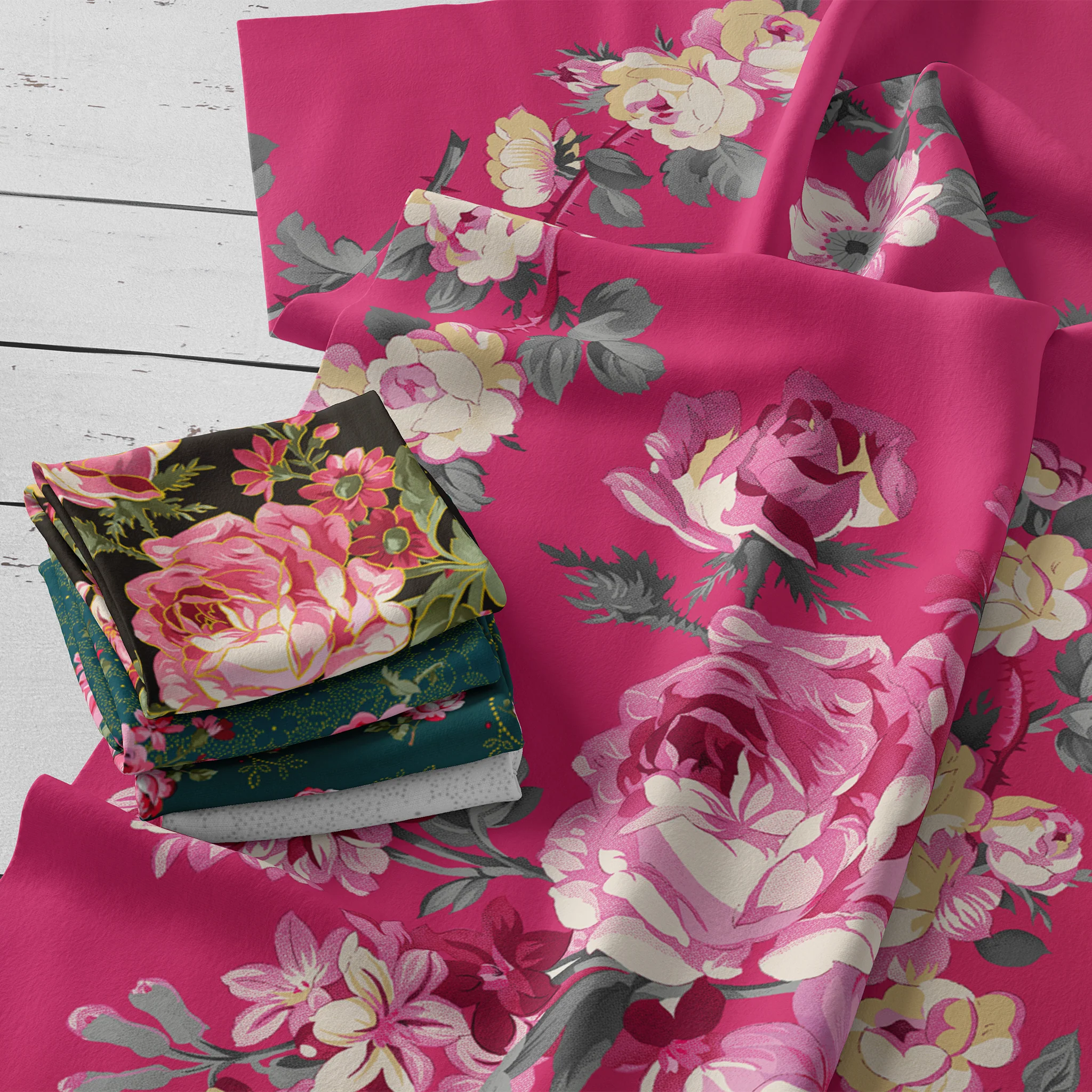 Promise Me 108" Quilt Backing - Rose Garden Peacock - Image 5