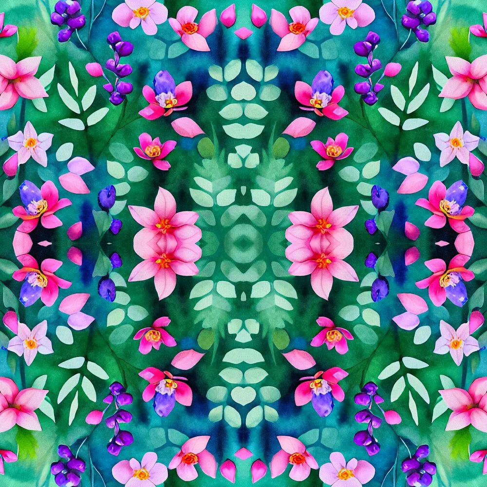 Psychedelic Blossoms Pattern #1 Fabric